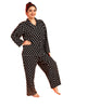 Black Polka Night Wear with Trouser - thumbnail