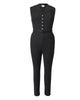 Unique Vintage Black Belted Skinny Jumpsuit - thumbnail