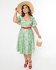 Unique Vintage Curve 1950s Green Ladybug Gingham Swing Dress - thumbnail