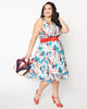 Unique Vintage La Jolla Cove Print Halter Swing Dress - thumbnail