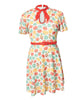Unique Vintage Ivory & Red Tomato Print Flare Dress - thumbnail