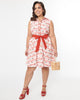 Unique Vintage Curve 1950s Red & Cherry Plaid Flare Dress - thumbnail