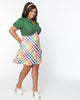 Smak Parlour Green & Rainbow Gingham Mini Shirt Dress - thumbnail