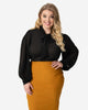Unique Vintage Plus Size Black Neck Tie Gwen Blouse - thumbnail