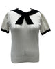 Unique Vintage Ivory & Black Neck Tie Park City Sweater - thumbnail