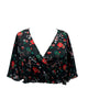 Unique Vintage Black Tropical Skeleton Dottie Crop Top - thumbnail