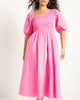Smocked Bodice Asym Neck Dress - thumbnail