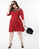 Unique Vintage 1950s Burgundy Spiderweb Endora Fit & Flare Dress - thumbnail
