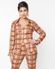 Unique Vintage Orange & Brown Mosaic Blouse - thumbnail