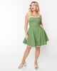 Smak Parlour Green & Daisy Trim Sweetheart Flare Dress - thumbnail