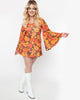 Smak Parlour Pumpkin Mod Floral Downtown Scene Mini Dress - thumbnail