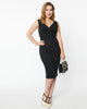 Unique Vintage Black Sleeveless Deep V Wiggle Dress - thumbnail
