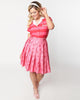 Barbie x Unique Vintage Pink Barbie Icon Collins Wrap Swing Skirt - thumbnail