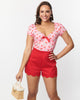 Unique Vintage Red Scallop Shorts - thumbnail