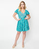 Unique Vintage Teal She's Crafty All Over Print Poppy Flare Dress - thumbnail