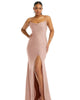 Cowl-Neck Open Tie-Back Stretch Satin Mermaid Dress with Slight Train - thumbnail