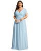 A-Line Pleated Chiffon Tie-Waist Evening Dress - thumbnail