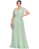 A-Line Pleated Chiffon Tie-Waist Evening Dress - thumbnail
