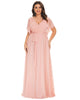 A-Line Pleated Chiffon Tie-Waist Evening Dress - thumbnail