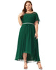Boat Neck A-Line Midi Dress with Asymmetrical Hems - thumbnail
