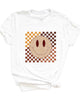 Fall Checkered Smiley Short Sleeve Graphic Tee - thumbnail