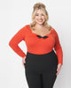 Unique Vintage Orange & Black Bat Bow Long Sleeve Top - thumbnail