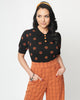 Unique Vintage Black Pumpkin Dot Prim & Pretty Sweater - thumbnail