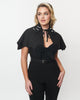 Unique Vintage Black & White Bat Scalloped Capelette - thumbnail