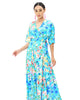 Dolman Sleeve Floral Print Crepe Wrap Dress - thumbnail