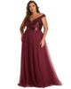 Sequin Off the Shoulder Maxi Tulle Evening Dress - thumbnail