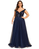 Sequin Off the Shoulder Maxi Tulle Evening Dress - thumbnail