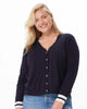 Cotton Cashmere Frayed Cardigan w/ Striped Cuff - thumbnail