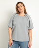 Puff Sleeve Textured Rayon Top - thumbnail