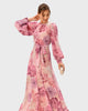 Rose Print Georgette Sash Tie Dress - thumbnail