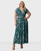 Floral Print Crepe Pleat Waist Dress - thumbnail