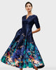 Placed Floral Print Dupioni Dress - thumbnail