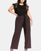City Chic Women's Striped Casual Palazzo Pants Black 24W - thumbnail