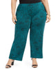 Ny Collection Women's Printed Pull-on Pants Green 3X - thumbnail