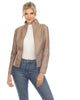 Women's Classic Biker Faux Leather Jacket - thumbnail