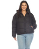 Women's Full Front Zip Hooded Bomber Puffer Coat - thumbnail