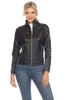 Women's Classic Biker Faux Leather Jacket - thumbnail