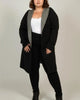 Nora Hooded Open Front Knit Cardigan Black - thumbnail