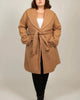 Hazel Coat Round Collar Belted Pockets - thumbnail