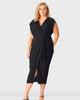 Dolman Sleeve Crepe Twill Faux Wrap Dress - thumbnail