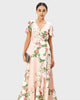 Floral Print Satin Faux-Wrap Dress - thumbnail