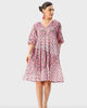 Mixed Floral Hand Block Print Cotton Asymmetric Tier Dress - thumbnail