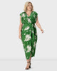 Dolman Sleeve Floral Print Crepe Faux Wrap Dress - thumbnail