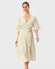 Graphic Floral Print Modal Ruffle Flounce Wrap Dress - thumbnail