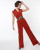 Smak Parlour Burnt Orange Collared Jumpsuit - thumbnail