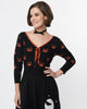 Unique Vintage Black & Orange Pumpkin Crop Cardigan - thumbnail